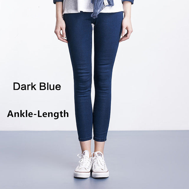 2017 Autumn Plus Size Casual Women Jeans Pant Slim Stretch Cotton Denim Trousers for woman Blue 4xl 5xl 6xl