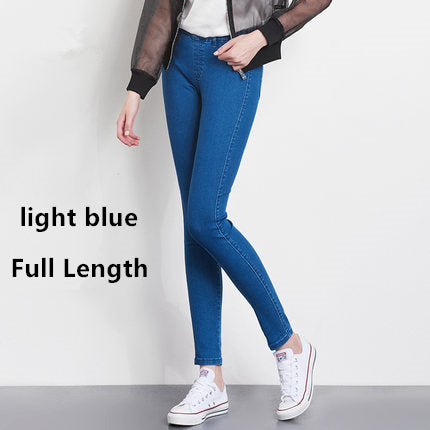 2017 Autumn Plus Size Casual Women Jeans Pant Slim Stretch Cotton Denim Trousers for woman Blue 4xl 5xl 6xl