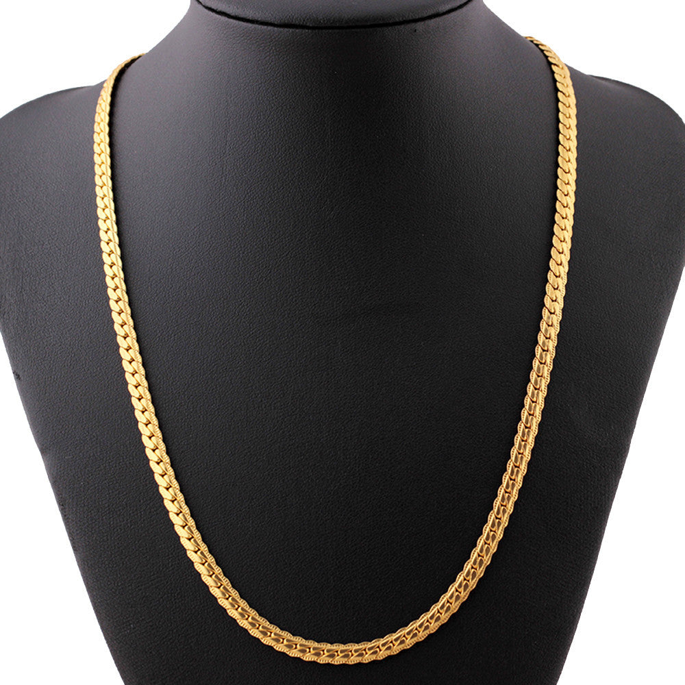 Men Women Fashion Luxury Filled Curb Cuban Link Gold Necklace Jewelry Chain