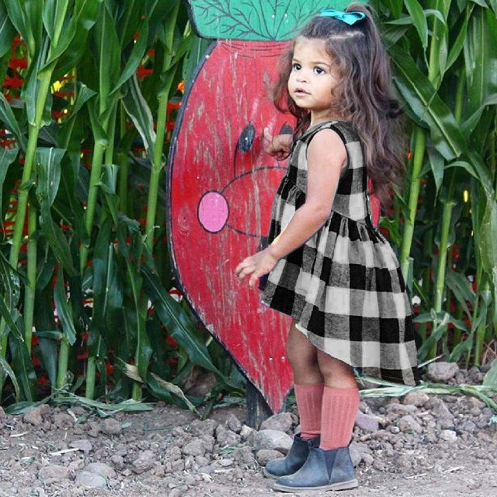Toddler Kids Baby Girls Clothes Plaid Sleeveless Pageant Party Princess Dress