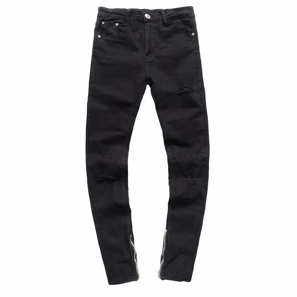 Mens Ripped Slim Fit Motorcycle Vintage Denim Jeans Hiphop Streetwear Pants