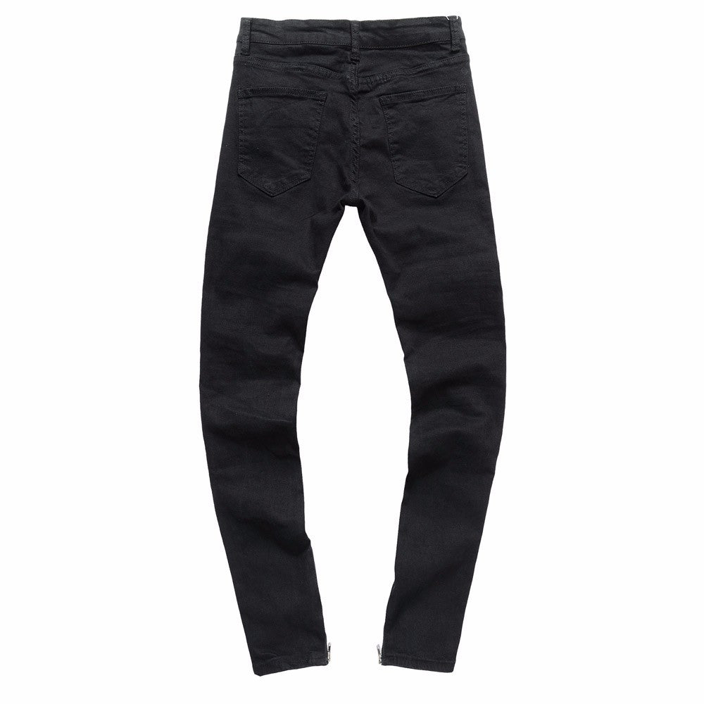 Mens Ripped Slim Fit Motorcycle Vintage Denim Jeans Hiphop Streetwear Pants