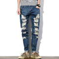 2018  man's pants Spring fashion BREAK Hole personality jeans men Cotton beggar men's jeans Slim fit trousers