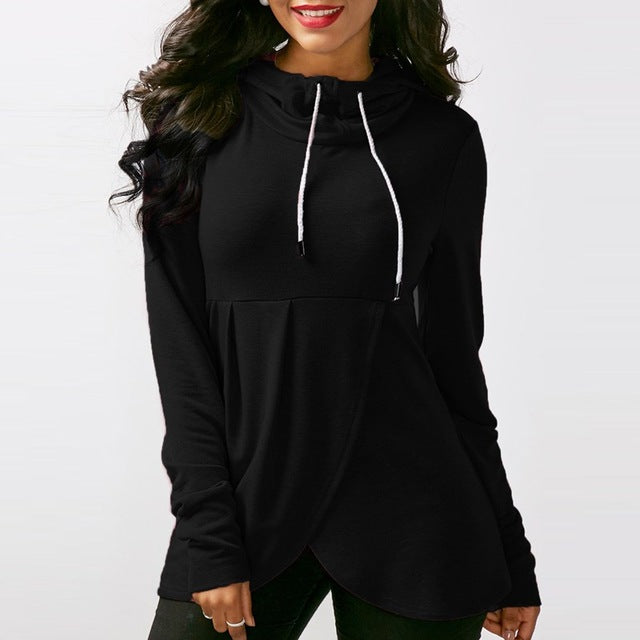 Hoodie Sweatshirt Women Sudaderas Mujer 2018 Spring Long Sleeve Asymmetrical Hem Casual Pullover Hooded Tunic Slim Top Plus Size