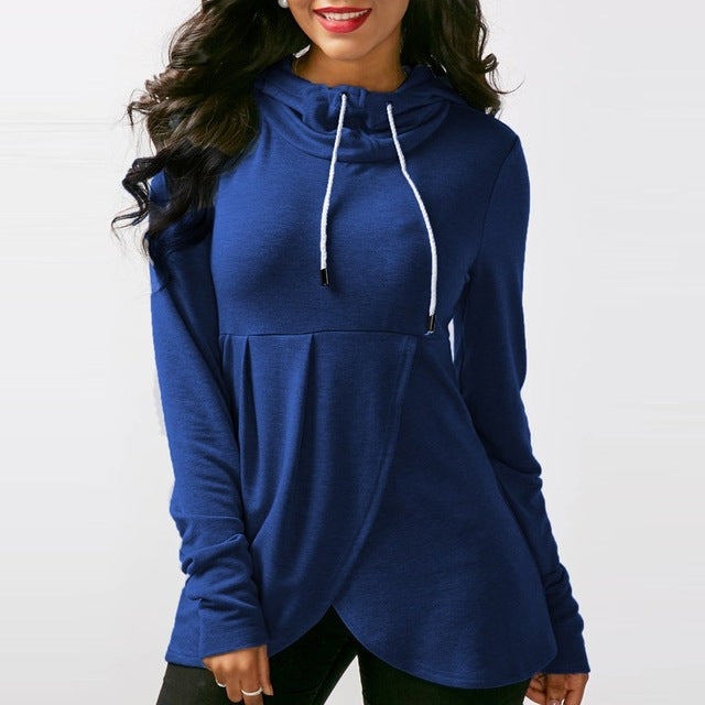 Hoodie Sweatshirt Women Sudaderas Mujer 2018 Spring Long Sleeve Asymmetrical Hem Casual Pullover Hooded Tunic Slim Top Plus Size