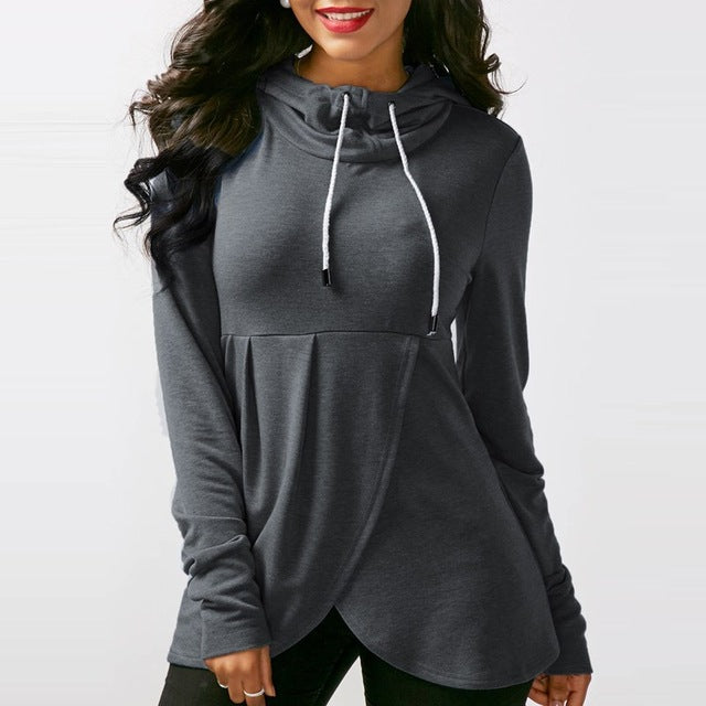 Hoodie Sweatshirt Women Sudaderas Mujer 2018 Spring Long Sleeve Asymmetrical Hem Casual Pullover Hooded Tunic Slim Top Plus Size