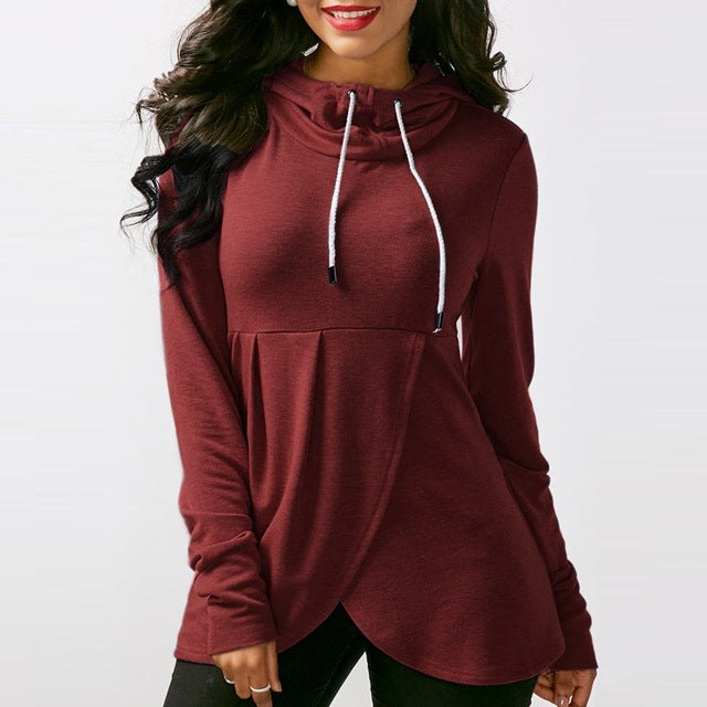 Hoodie Sweatshirt Women Sudaderas Mujer 2018 Spring Long Sleeve Asymmetrical Hem Casual Pullover Hooded Tunic Slim Top Plus Size