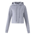 Women Casual Hooded Short Sweatshirt Long Sleeve Loose Black Gray Pullover Cropped Sweatshirt Ladies Autumn Tops Sudaderas