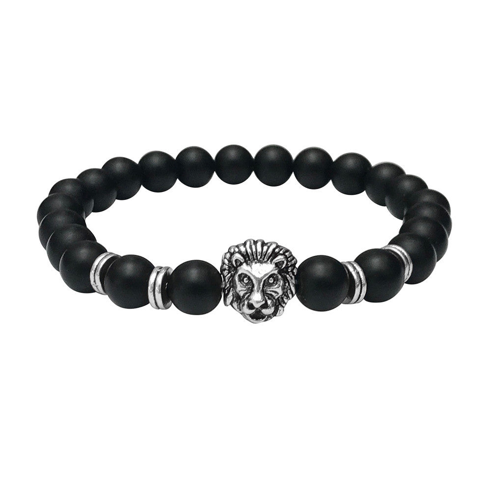 Wholesale Buddha Leo Lion Bracelet Black Lava Stone Bead Bracelets For Men Women