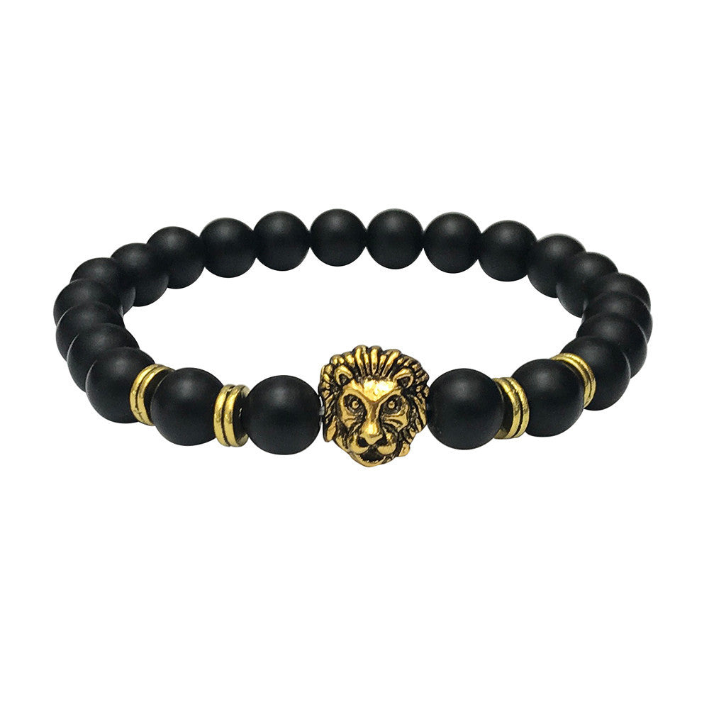 Wholesale Buddha Leo Lion Bracelet Black Lava Stone Bead Bracelets For Men Women
