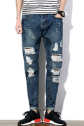 High Quality 2018 Spring and Summer New Style Men's Casual Personality Break Solid Color  Jeans 28-36 Hot Sale
