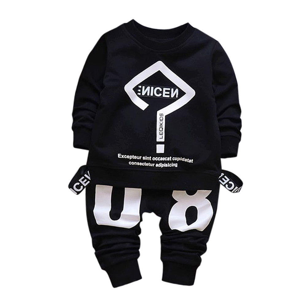 Toddler Baby Kid Boy Girl Outfits Letter Printing T-shirt Tops+Pants Clothes Set