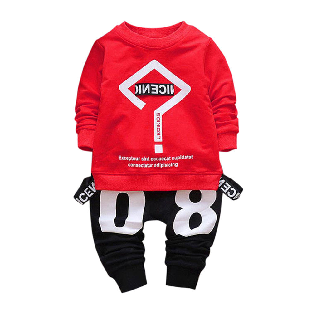 Toddler Baby Kid Boy Girl Outfits Letter Printing T-shirt Tops+Pants Clothes Set