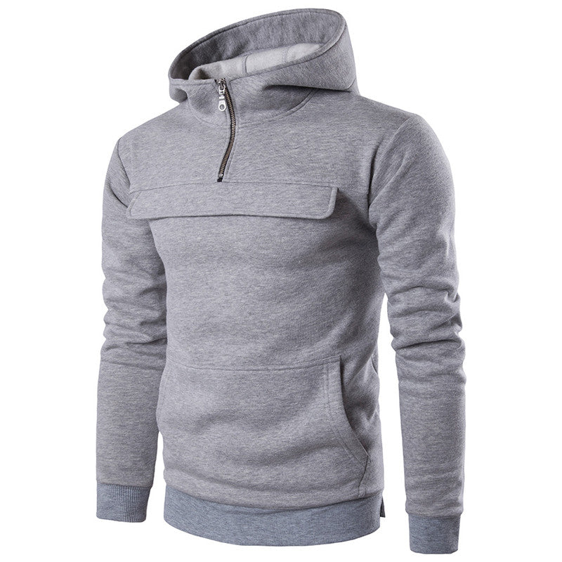 2018 Men's Cotton Fleece Hoodie Zip Up Neck Hooded Sweatshirt Casual Warm Baseball Jacket Autumn Winter Hoody Tracksuit Pullover
