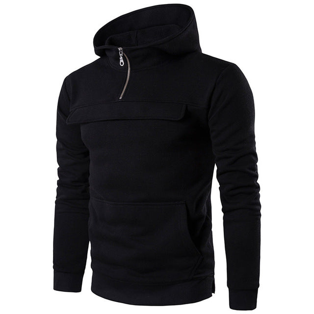 2018 Men's Cotton Fleece Hoodie Zip Up Neck Hooded Sweatshirt Casual Warm Baseball Jacket Autumn Winter Hoody Tracksuit Pullover