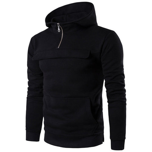 2018 Men's Cotton Fleece Hoodie Zip Up Neck Hooded Sweatshirt Casual Warm Baseball Jacket Autumn Winter Hoody Tracksuit Pullover