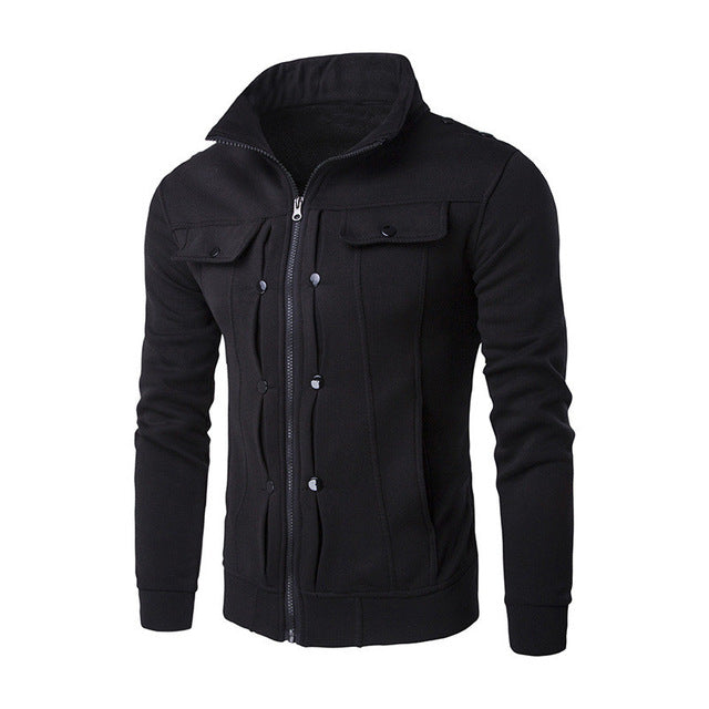 2018 Autumn Winter New Men's Zipper Stand Collar Cotton Sweatshirt Jacket Casual Slim Fit Tracksuit Cardigan Coat Korean Style