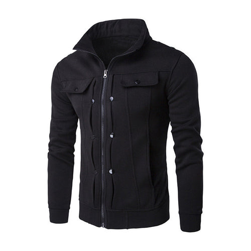 2018 Autumn Winter New Men's Zipper Stand Collar Cotton Sweatshirt Jacket Casual Slim Fit Tracksuit Cardigan Coat Korean Style