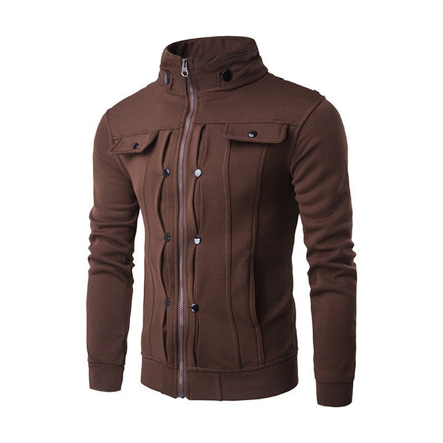 2018 Autumn Winter New Men's Zipper Stand Collar Cotton Sweatshirt Jacket Casual Slim Fit Tracksuit Cardigan Coat Korean Style