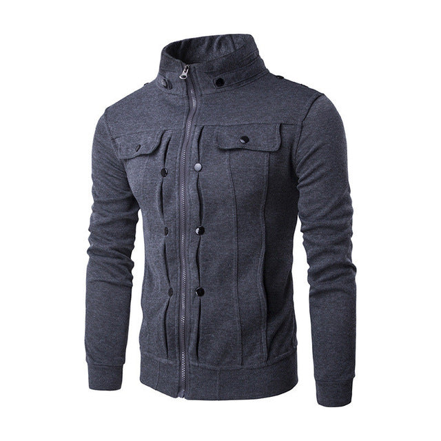 2018 Autumn Winter New Men's Zipper Stand Collar Cotton Sweatshirt Jacket Casual Slim Fit Tracksuit Cardigan Coat Korean Style
