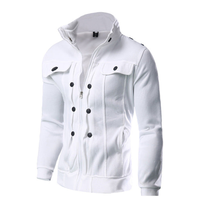 2018 Autumn Winter New Men's Zipper Stand Collar Cotton Sweatshirt Jacket Casual Slim Fit Tracksuit Cardigan Coat Korean Style