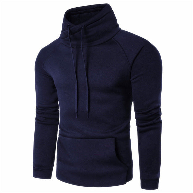 2018 New Fashion Mens Hoodies Autumn Spring Tracksuit Sweatshirt Solid Color Turtleneck Long Sleeve Male Hooded Hoodie Pullovers