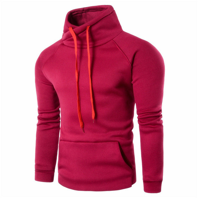 2018 New Fashion Mens Hoodies Autumn Spring Tracksuit Sweatshirt Solid Color Turtleneck Long Sleeve Male Hooded Hoodie Pullovers