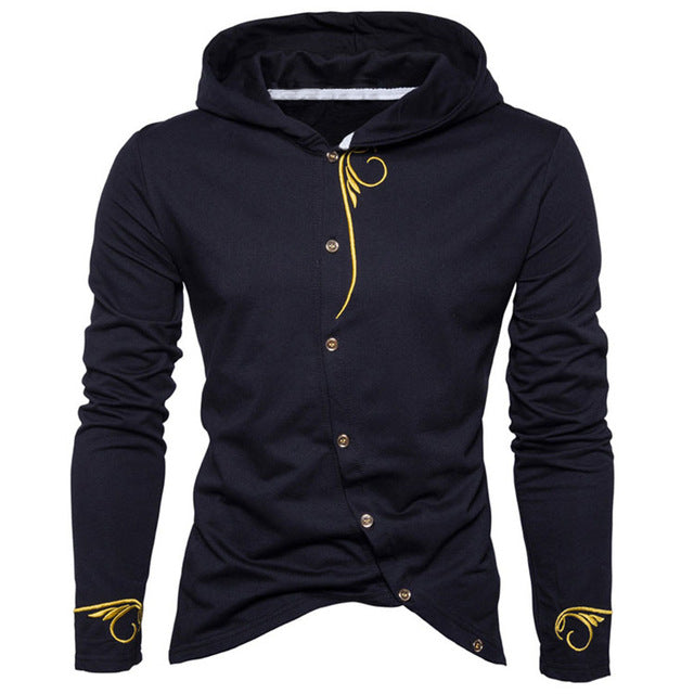 2018 Spring Autumn Hoodies Men Cotton Casual Sweatshirts Button Jacket Long Sleeve Sportswear Embroidery Stylish Brand Clothing
