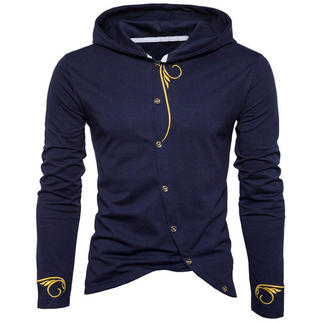 2018 Spring Autumn Hoodies Men Cotton Casual Sweatshirts Button Jacket Long Sleeve Sportswear Embroidery Stylish Brand Clothing