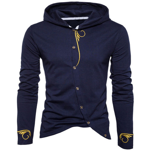 2018 Spring Autumn Hoodies Men Cotton Casual Sweatshirts Button Jacket Long Sleeve Sportswear Embroidery Stylish Brand Clothing