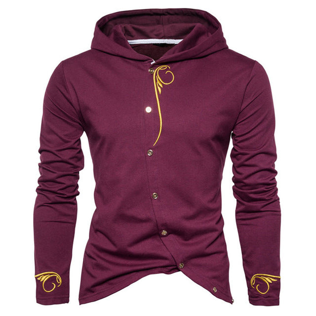 2018 Spring Autumn Hoodies Men Cotton Casual Sweatshirts Button Jacket Long Sleeve Sportswear Embroidery Stylish Brand Clothing