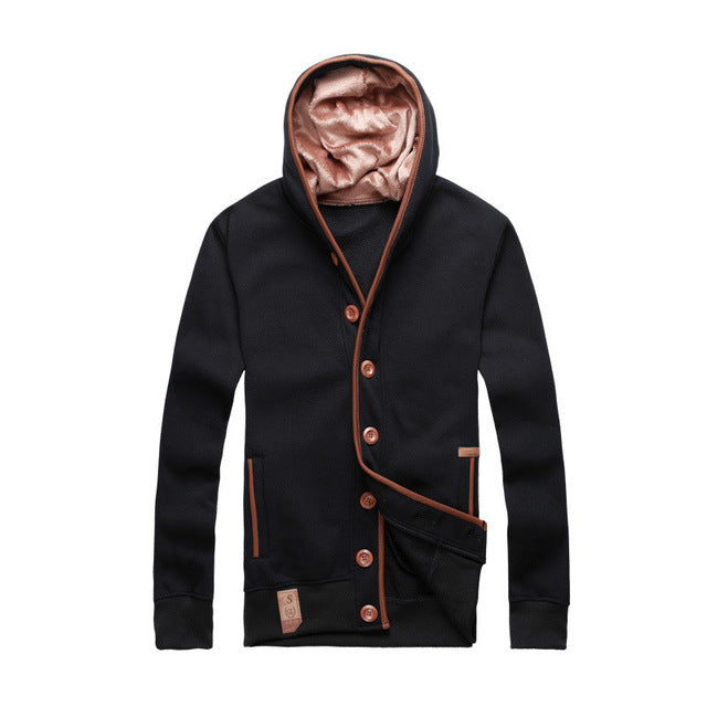 2018 Autumn Winter Men's Hoodies Hooded Sweatshirt Europe College Style Slim Fit Buttons Down Cardigan Hoodie Jacket Men Outwear