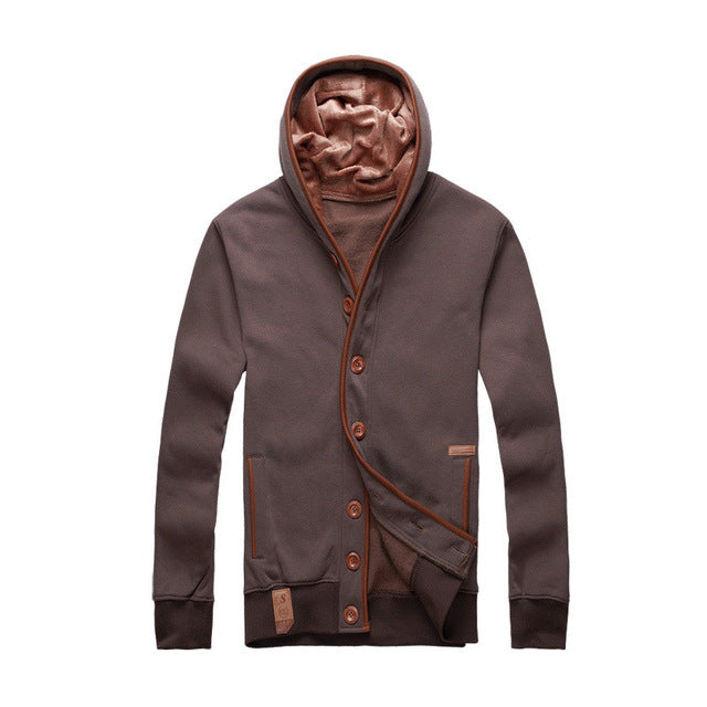 2018 Autumn Winter Men's Hoodies Hooded Sweatshirt Europe College Style Slim Fit Buttons Down Cardigan Hoodie Jacket Men Outwear