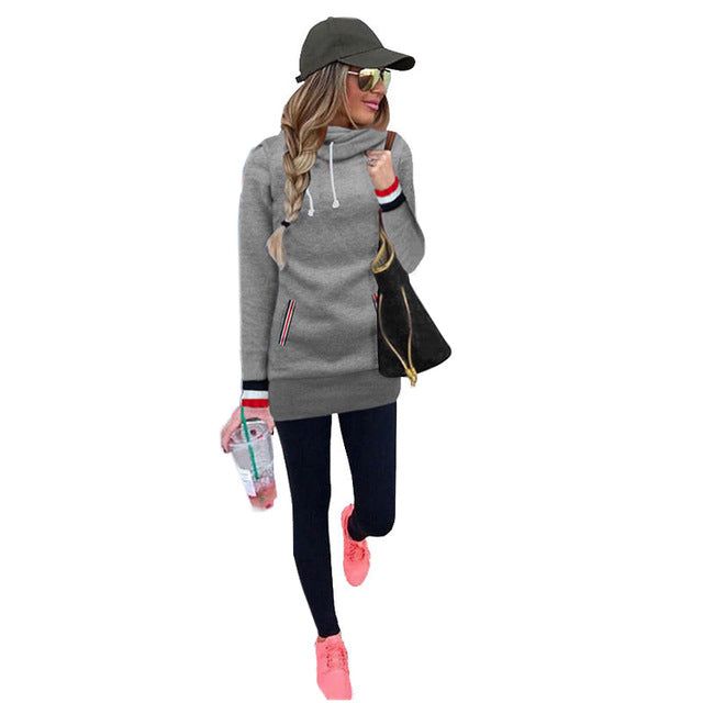 Women Sweatshirt 2018 Autumn Winter Casual Pockets With Velvet Loose Soild Pullover Women Hoodies Coat Plus Size New Arrival