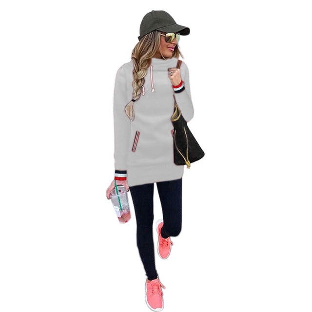 2018 New Autumn Winter Women Long Sleeve Sweatshirt Pockets Velvet Hoodies Plus Size Casual Pullover Mujer Solid Tops Jumper