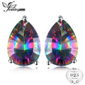 JewelryPalace Pear Concave 4.7ct Genuine Rainbow Fire Mystic Topaz 925 Sterling Silver Stud Earrings For Women Vintage Jewelry
