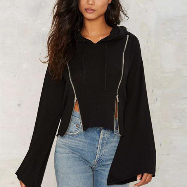 Women Hooded Sweatshirt Autumn Winter 2018 Casual Long Sleeve Hoodie Sweatshirt Pullovers Zipper Loose Tops Female Jumper Blusas