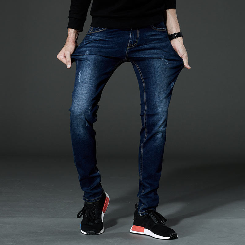 2018 Men's Jeans High Elasticity Slim Male Straight Jeans Solid Color 28-46 Plus Size Mens Casual Jeans Brand