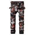 2018 Autumn  Mid Waist Classic  Men's  Jeans Size 29-38 Casual  Biker Jeans Fashion Hip Hop Pants Print Nightclub Male Trousers