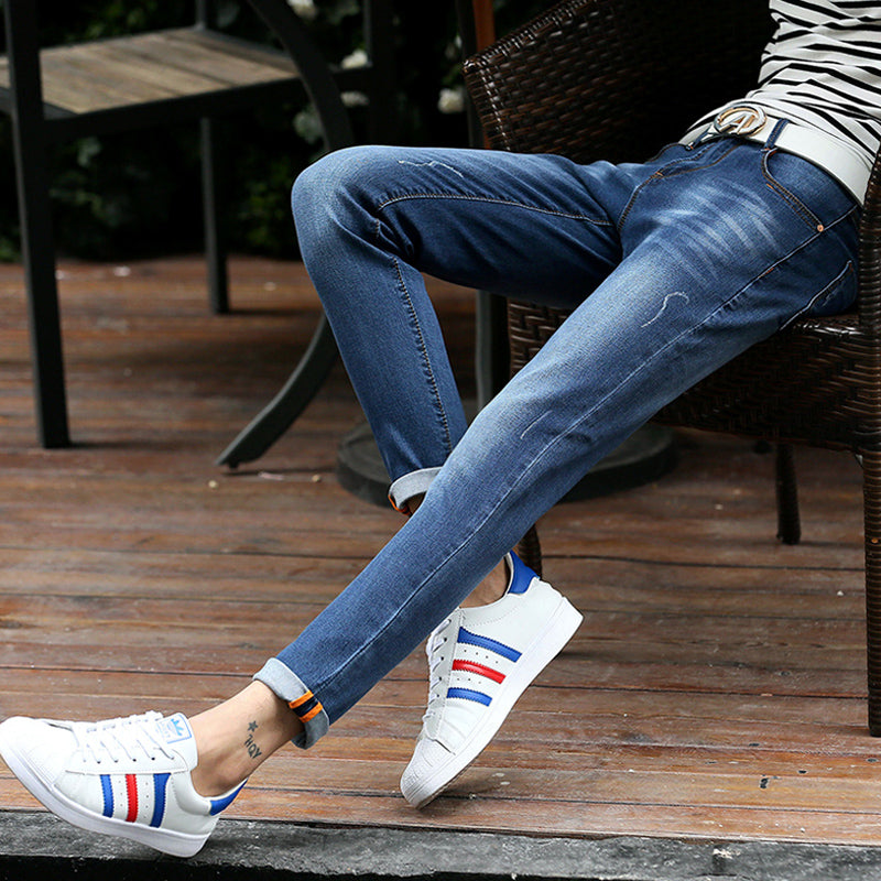 FAVOCENT Men's jeans 2018 spring and autumn new Korean version of Slim straight men's jeans plus size hot sale 28-46 yards