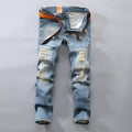 2018 Autumn Tide Ripped Skinny Jeans Men Stretch Hole Jeans Slim Casual Male Pants Plus Size 36 38 40 Nostalgic Patch Trousers