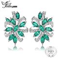 JewelryPalace Unique Design 2.1ct  Green Created Emerald Clip On Earrings 925 Sterling Silver Fine Jewelry For Women