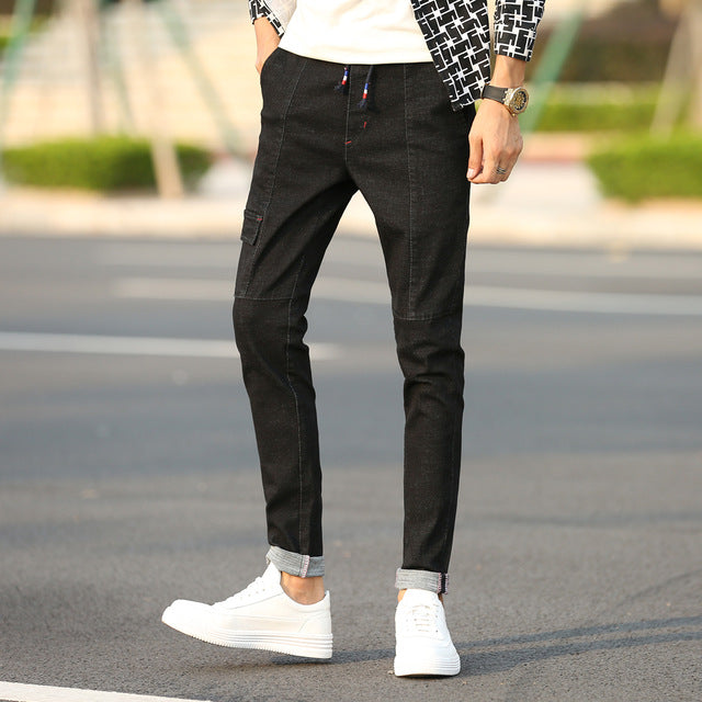 2018 Men Jeans Business Casual Thin Autumn Straight Slim Fit Blue Jeans Stretch Denim Pants Trousers Classic Cowboys Young Man