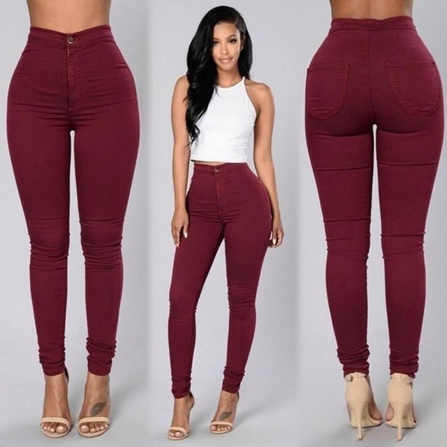 2018 Solid Wash Skinny Jeans Woman High Waist winter Denim Pants Plus Size Push Up Trousers Bodycon warm Pencil Pants Female 15