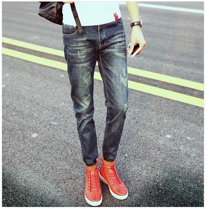2018 Hot Sale Sale Zipper Fly Midweight Solid Men Jeans Slim Good Elasticity Casual Wear Man Pants Straight Long Trousers Denim