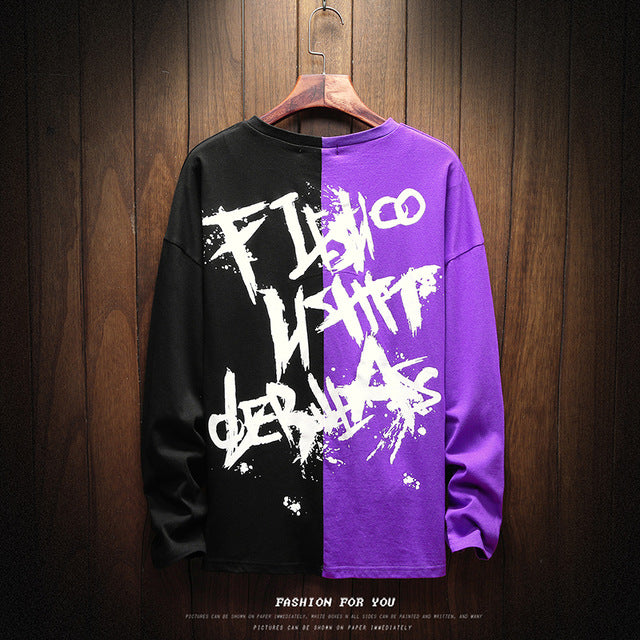 Privathinker Men INS 2018 Clothing Mens Hiphop Letter Print Stitching Hoodies Male Oversized Japanese Loose Harajuku Hoodie 5XL