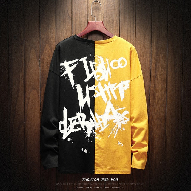 Privathinker Men INS 2018 Clothing Mens Hiphop Letter Print Stitching Hoodies Male Oversized Japanese Loose Harajuku Hoodie 5XL