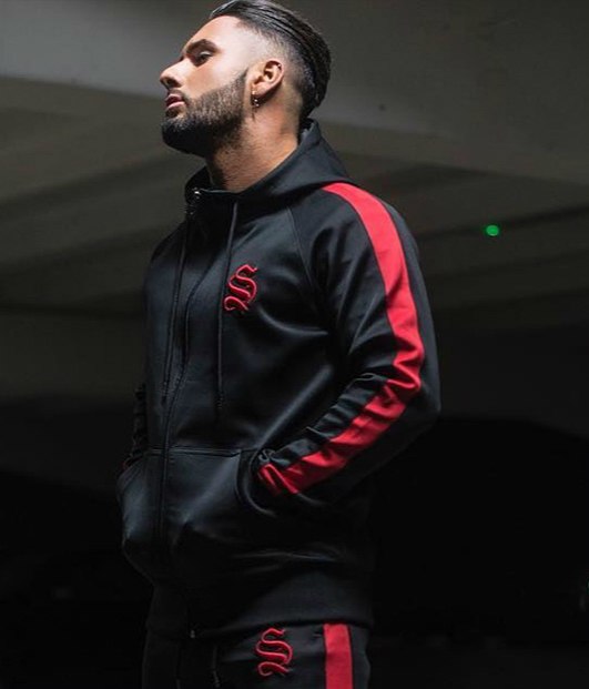Men's Workout Fitness Hooded Sweatshirt Gyms brand Tops 2018 Black and Red Stripe Zipper Hoodie Men's Fitness Slim Hooded coat