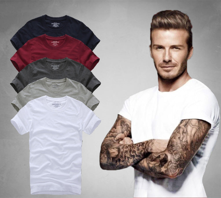 2016 summer brand men's short-sleeved 100% cotton T-shirt men bottoming shirt solid color Casual  O-Neck  Male Tops & Tees