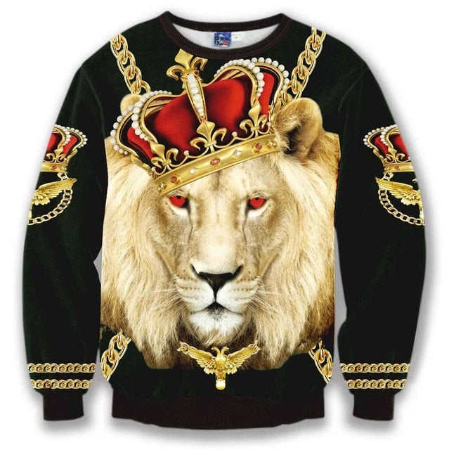 Crown Lion King Chain 3d sweatshirts